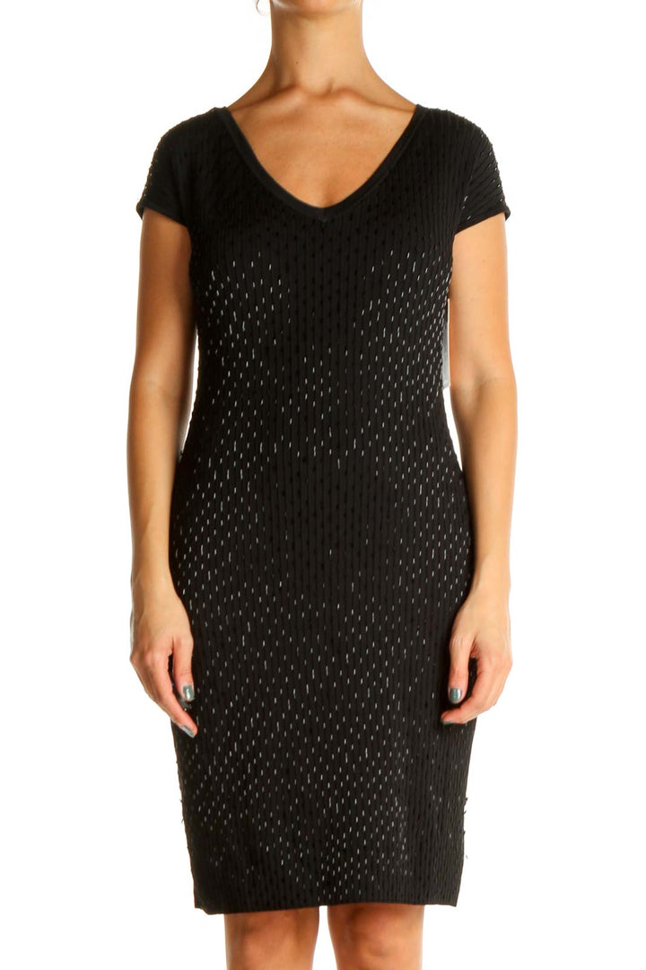 Black Sequin Classic Sheath Dress