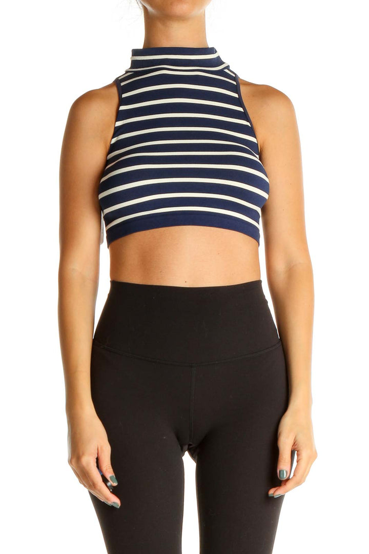 Blue Striped Crop Top