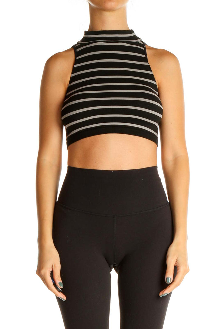 Black Striped Crop Top