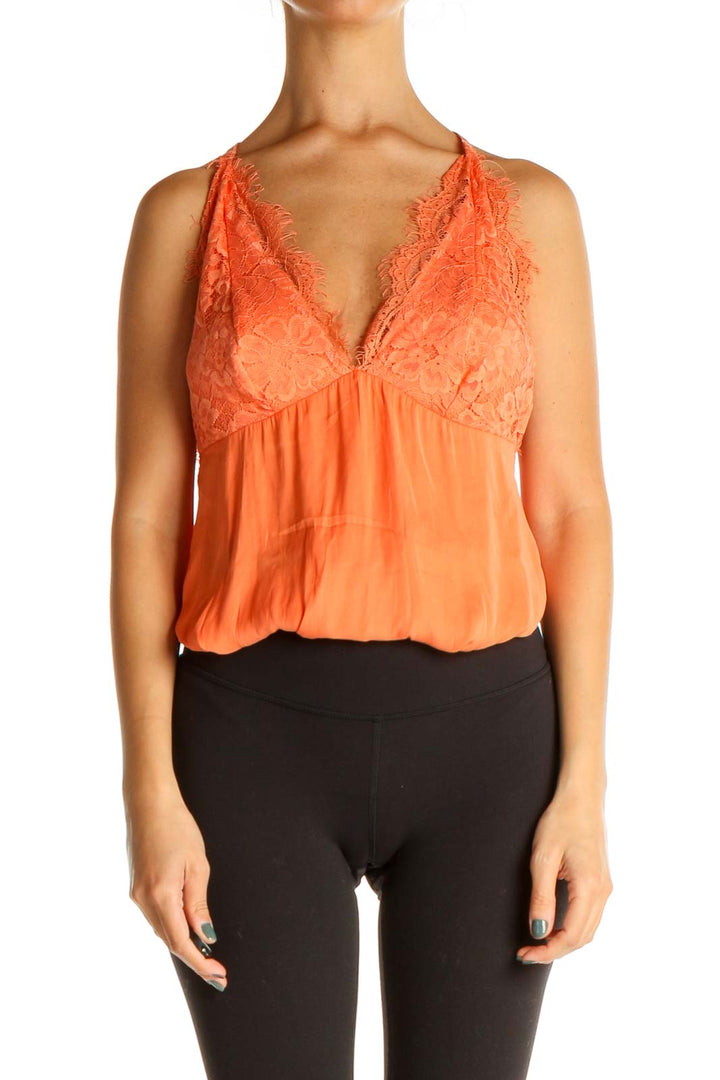 Orange Lace Bohemian Bodysuit