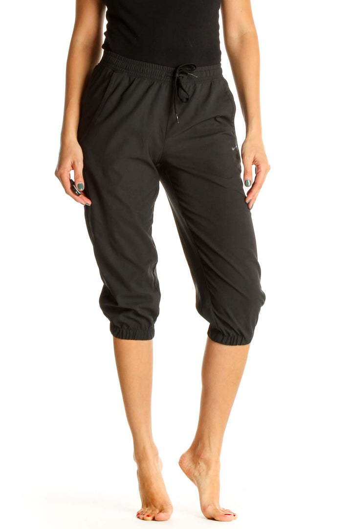 Black Solid Casual Sweatpants