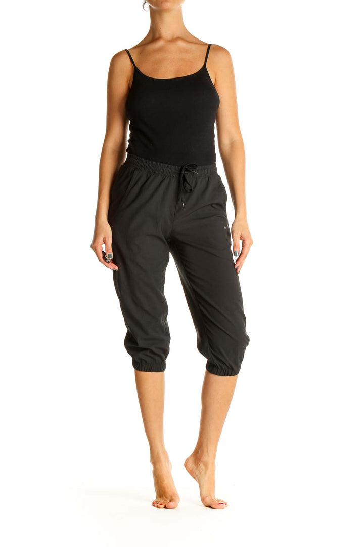 Black Solid Casual Sweatpants