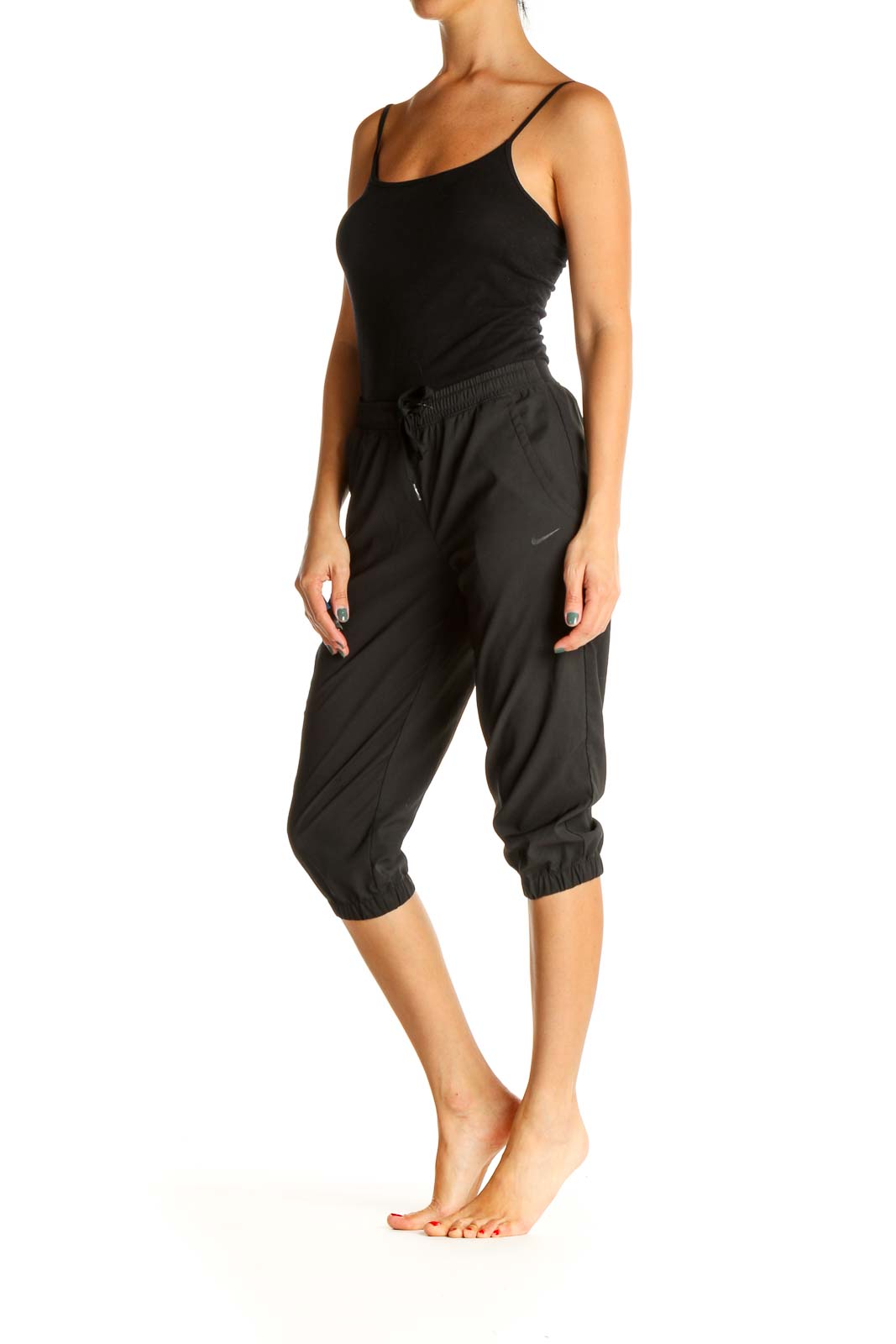 Black Solid Casual Sweatpants