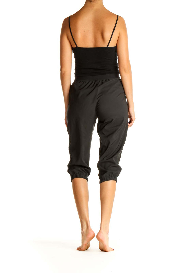 Black Solid Casual Sweatpants