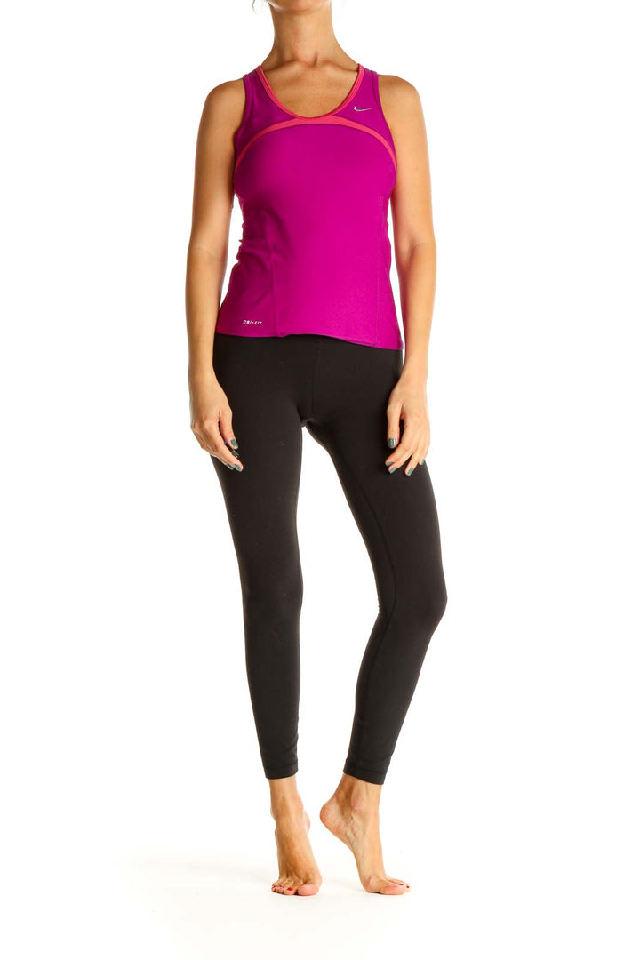 Pink Solid Activewear Tank Top