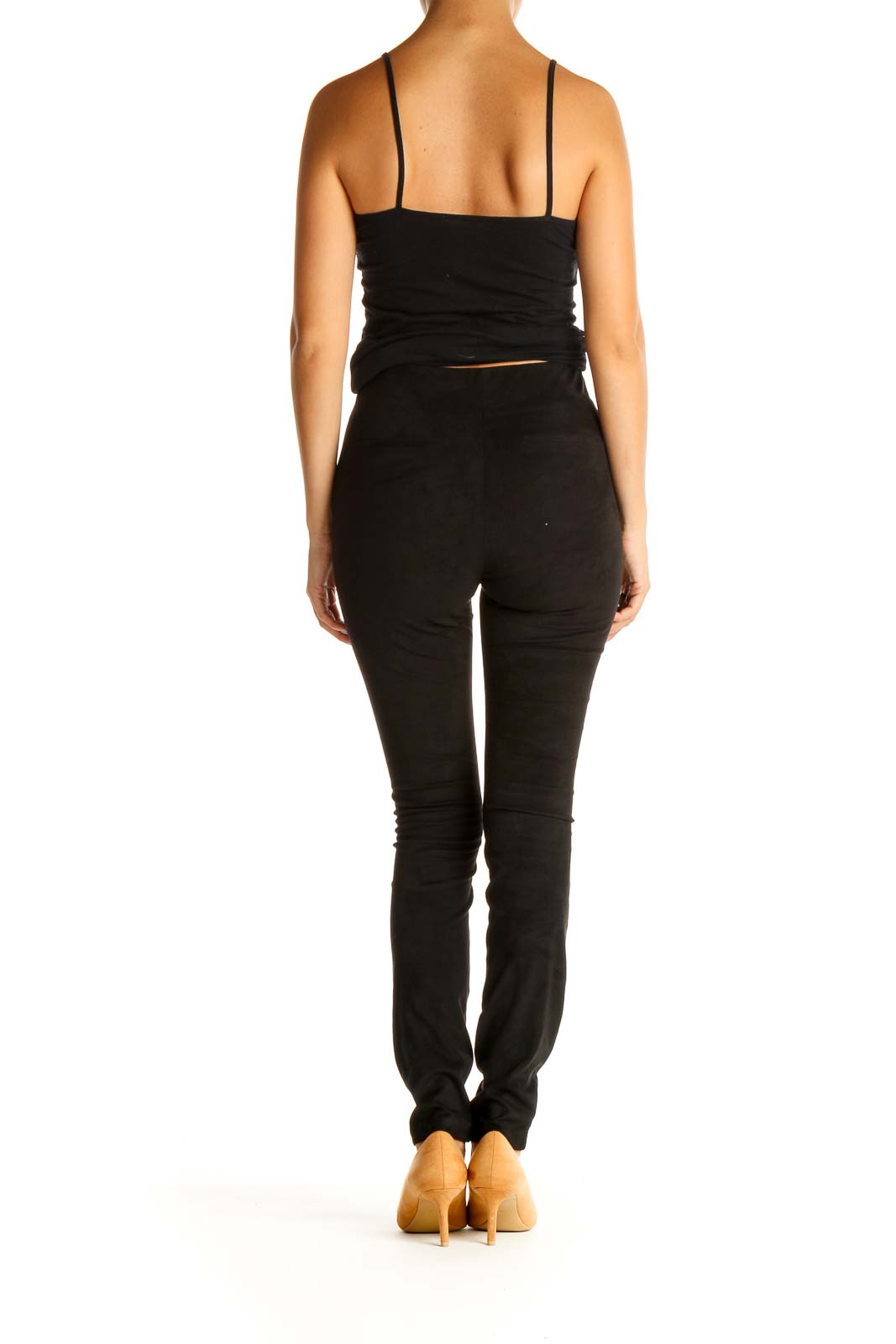 Black Solid Casual Leggings