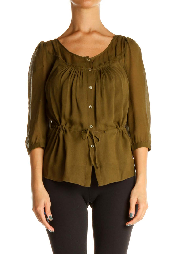 Green Solid Brunch Blouse