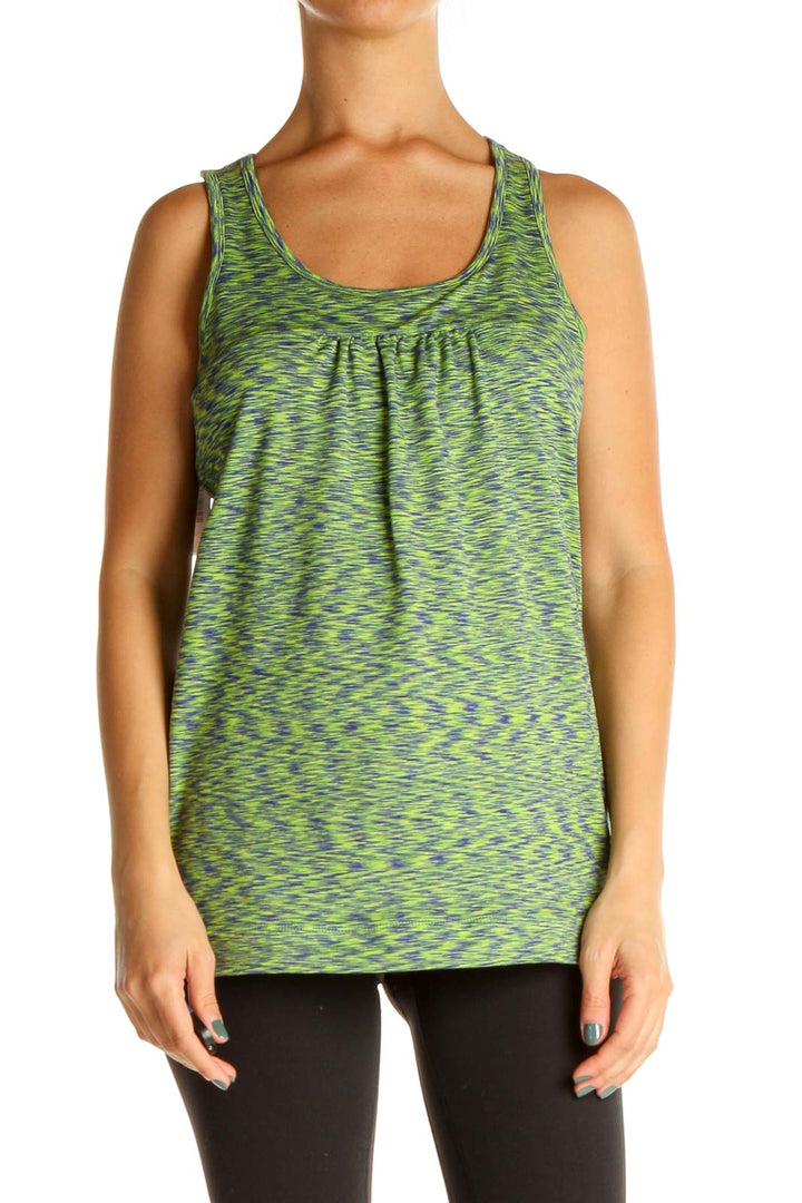 Green Printed Activewear Tank Top