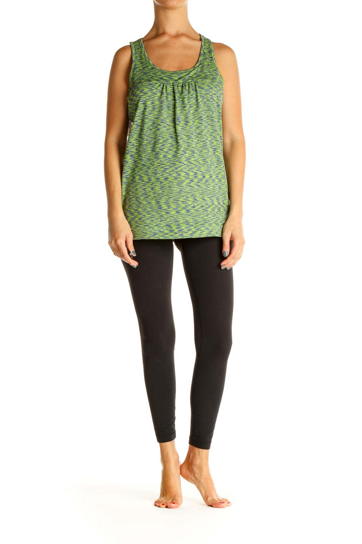 Green Printed Activewear Tank Top