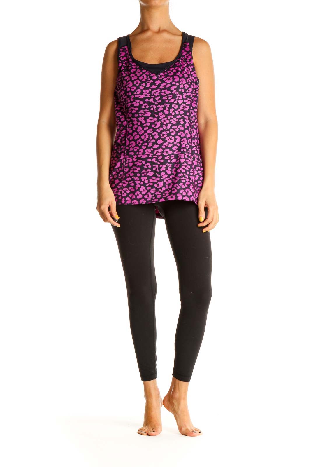 Pink Animal Print Activewear Tank Top