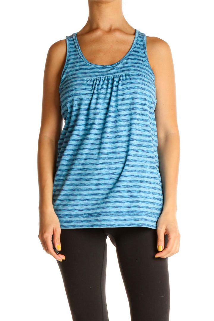 Blue Striped Activewear Tank Top