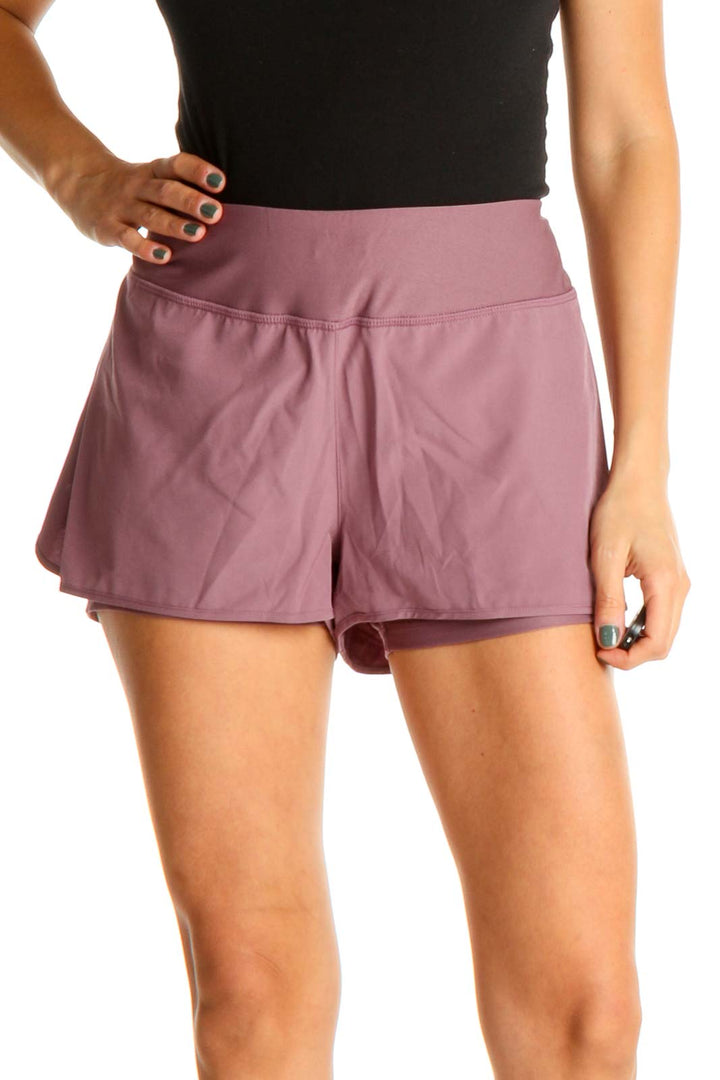 Pink Solid Activewear Shorts