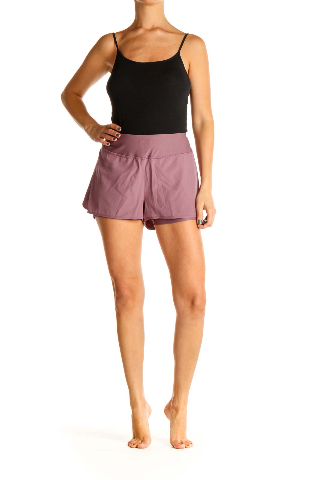 Pink Solid Activewear Shorts