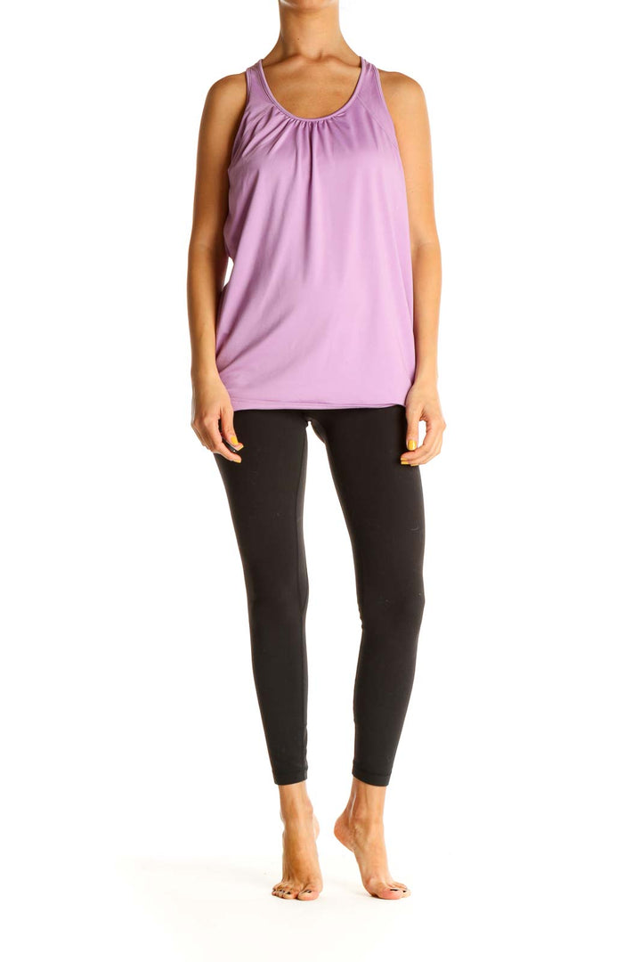 Purple Solid Activewear Tank Top