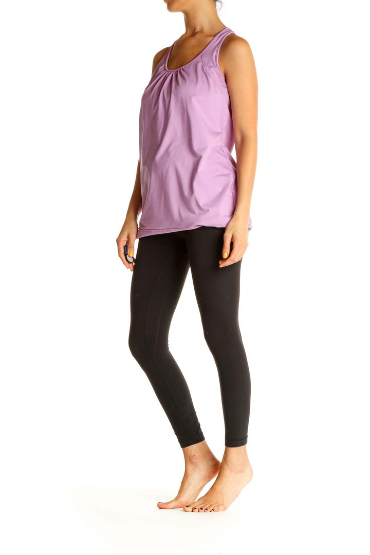 Purple Solid Activewear Tank Top