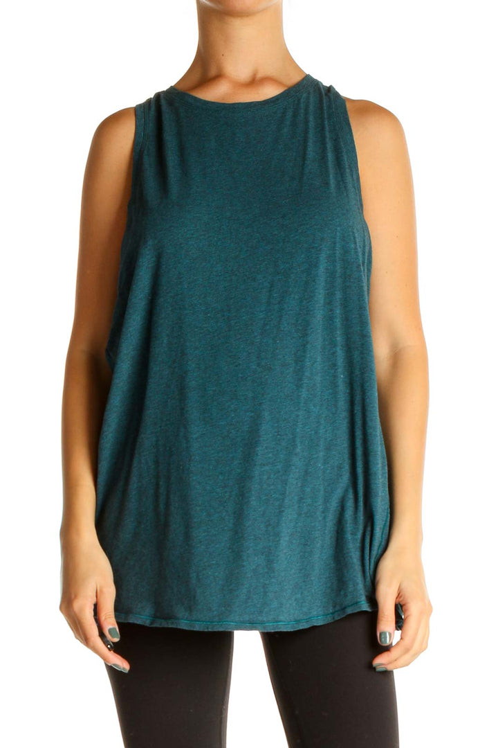 Blue Solid Activewear Tank Top