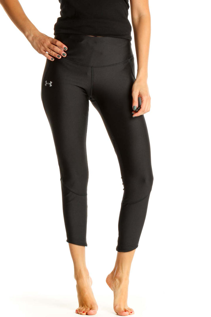 Black Solid Casual Leggings