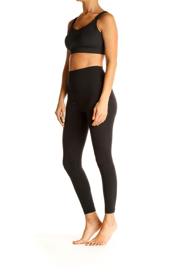 Black Solid Activewear Sports Bra