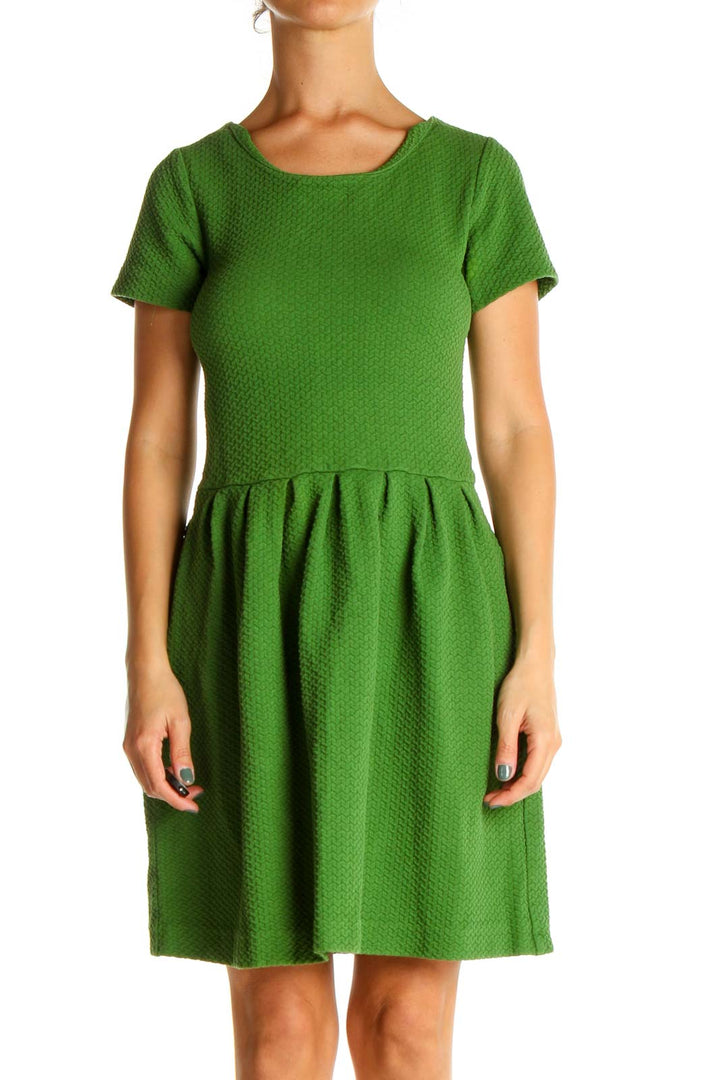 Green Solid Day Fit & Flare Dress