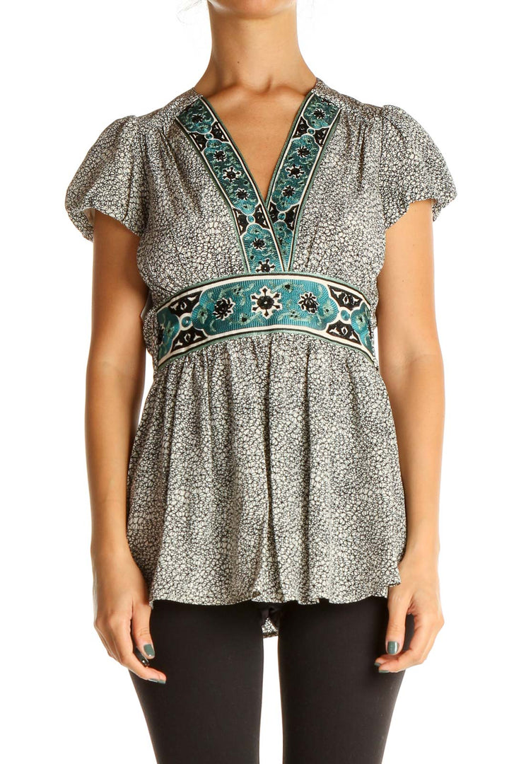 Gray Printed Bohemian Blouse