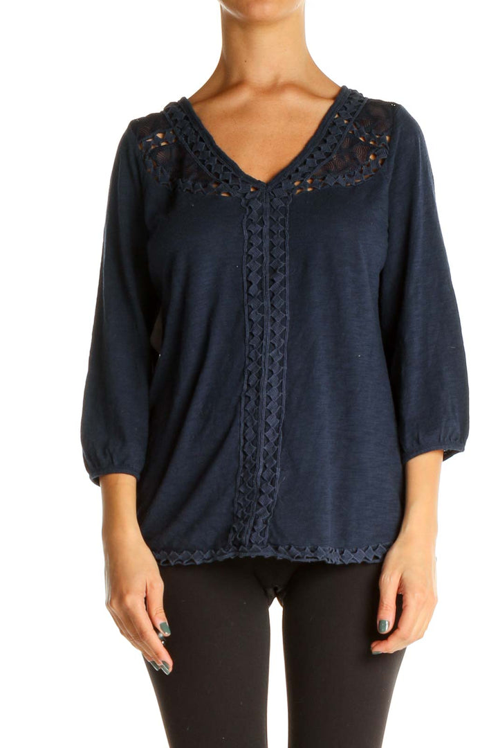 Blue Solid Bohemian Blouse