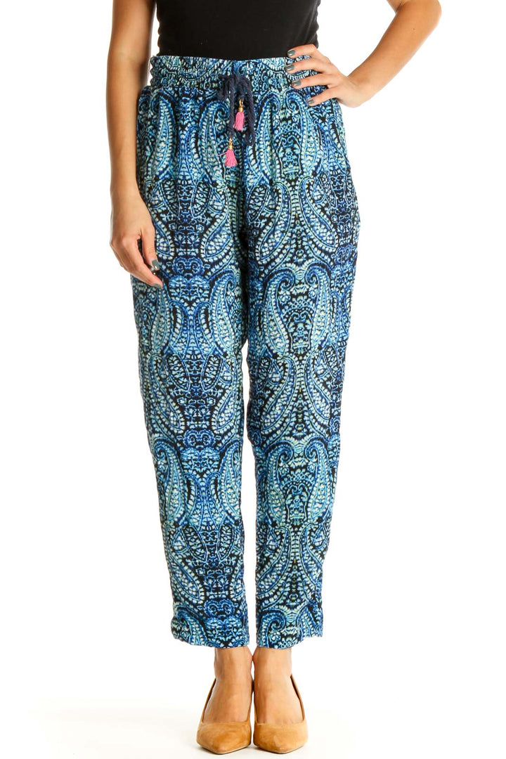 Blue Printed Bohemian Pants