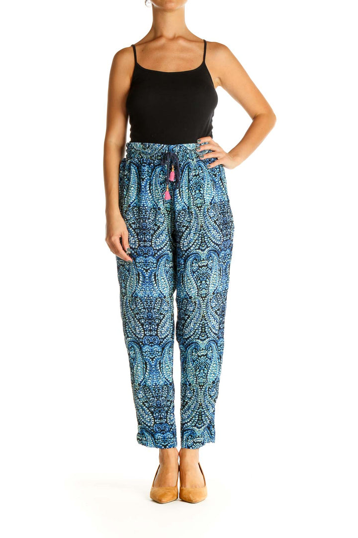 Blue Printed Bohemian Pants