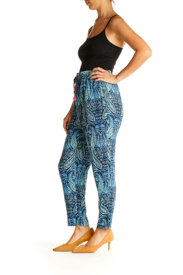 Blue Printed Bohemian Pants