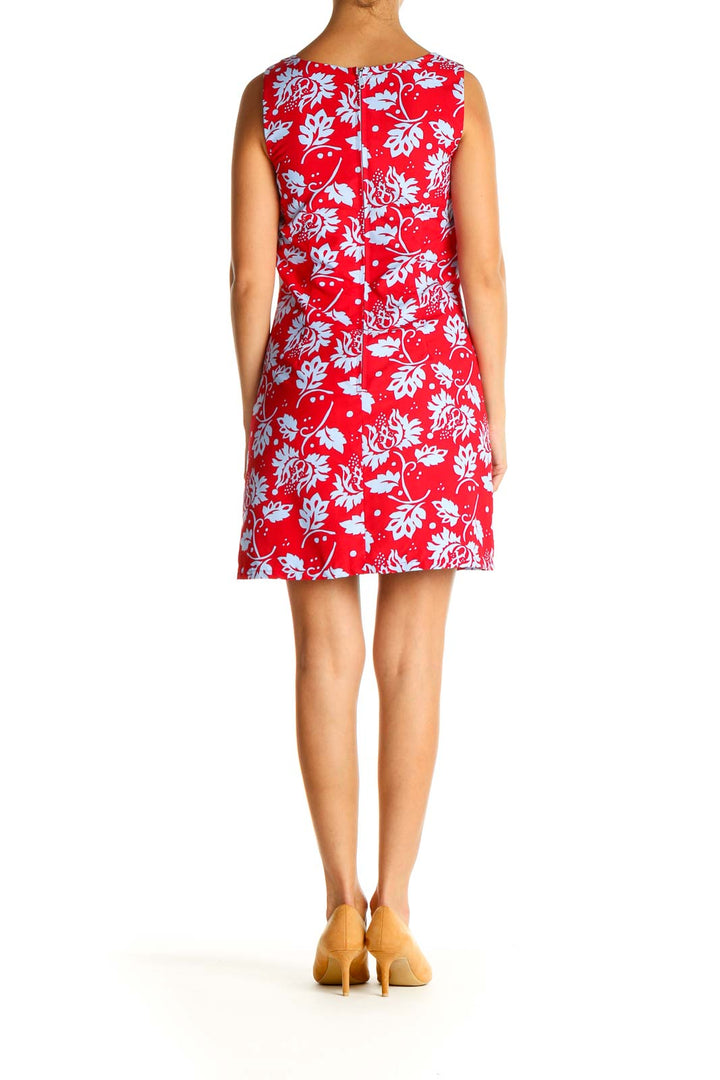 Red Floral Print Day A-Line Dress