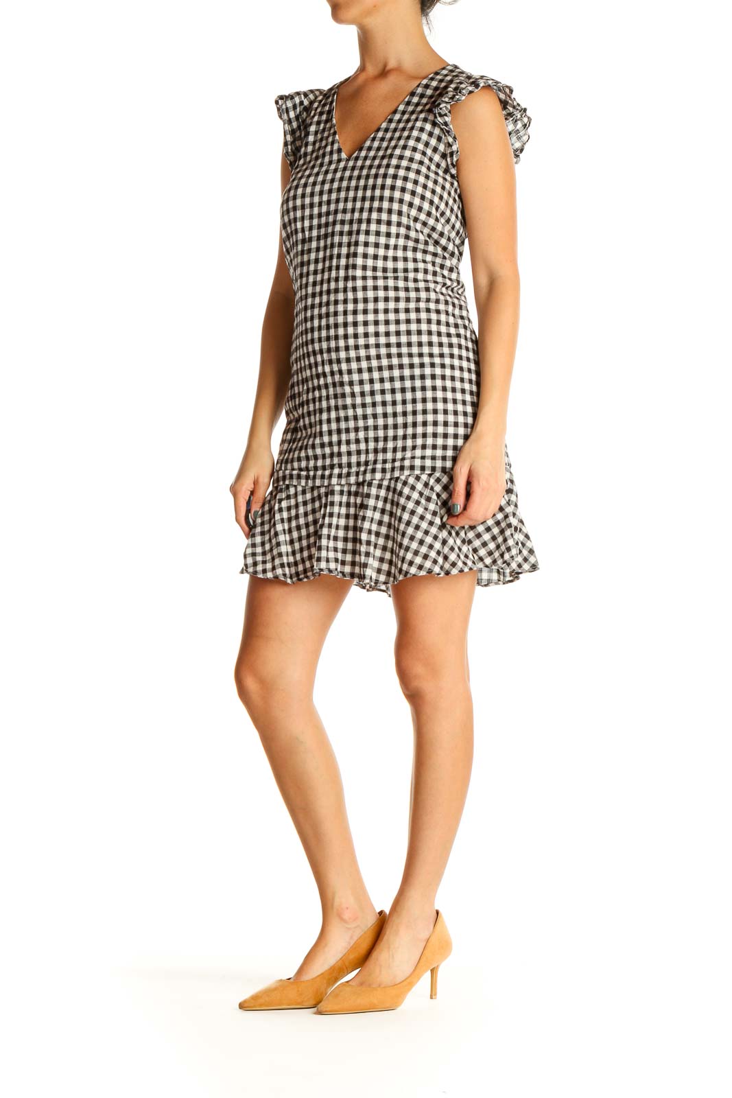 Black and White Gingham Sheath Dress