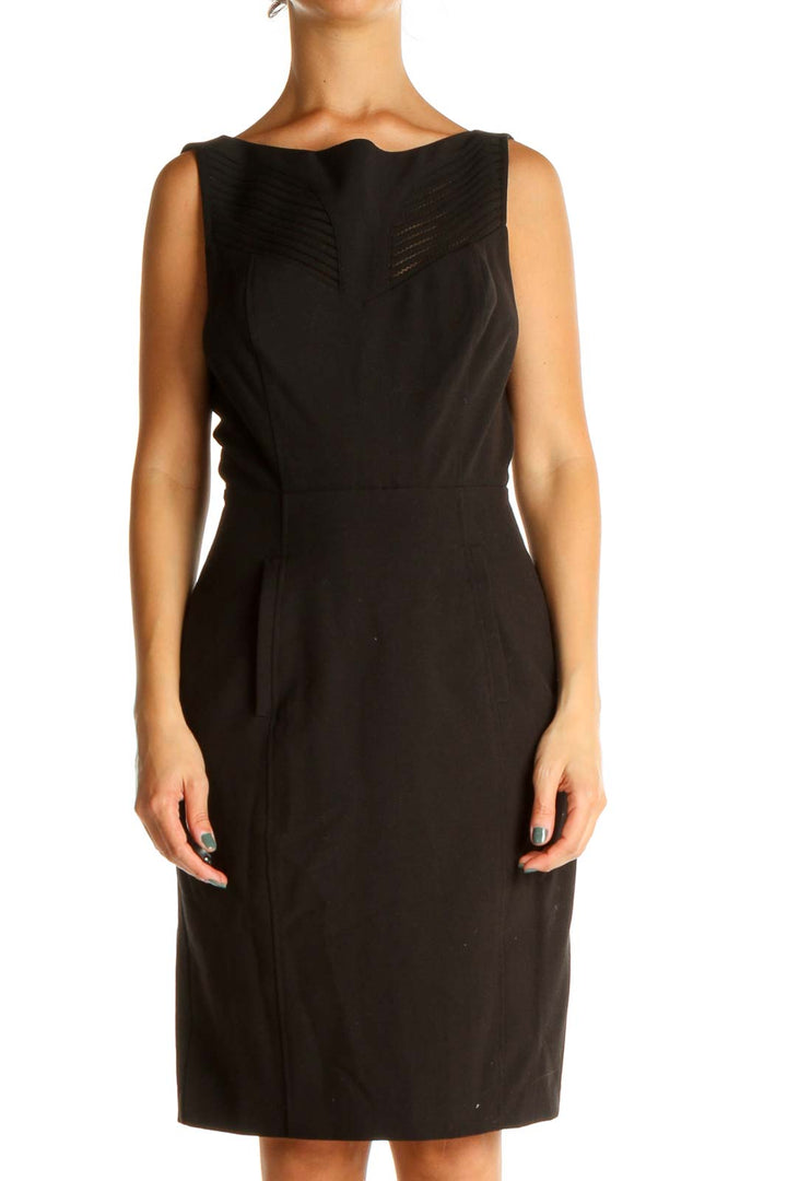 Black Solid Work Sheath Dress