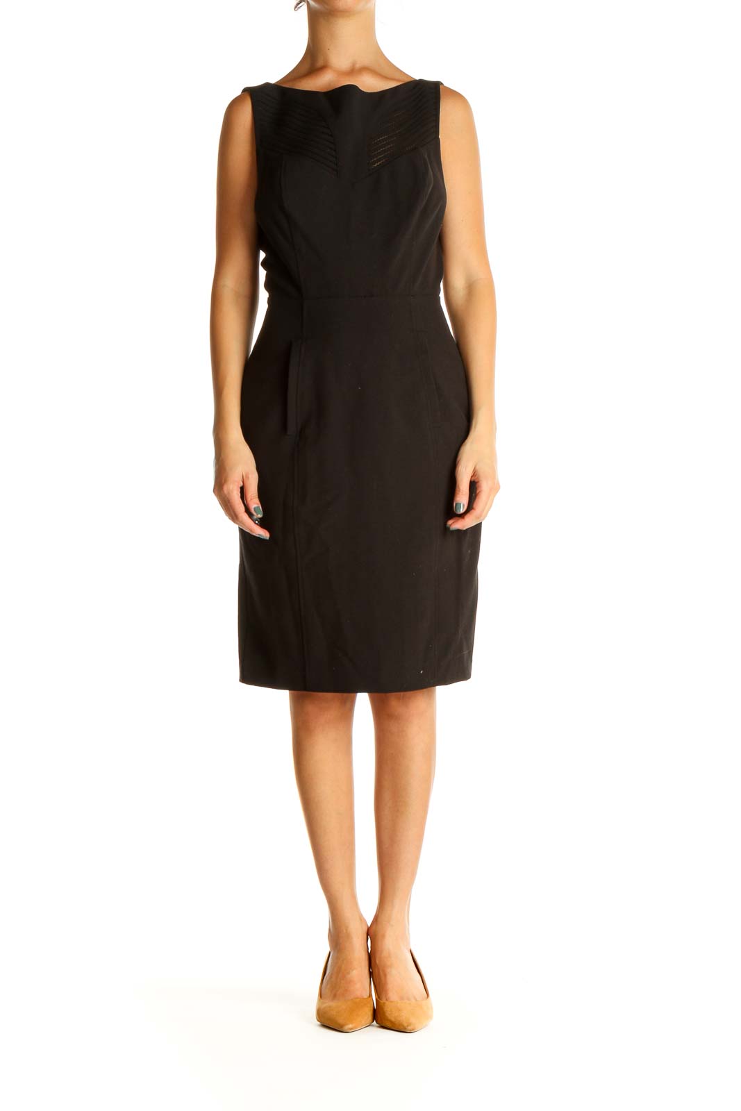 Black Solid Work Sheath Dress