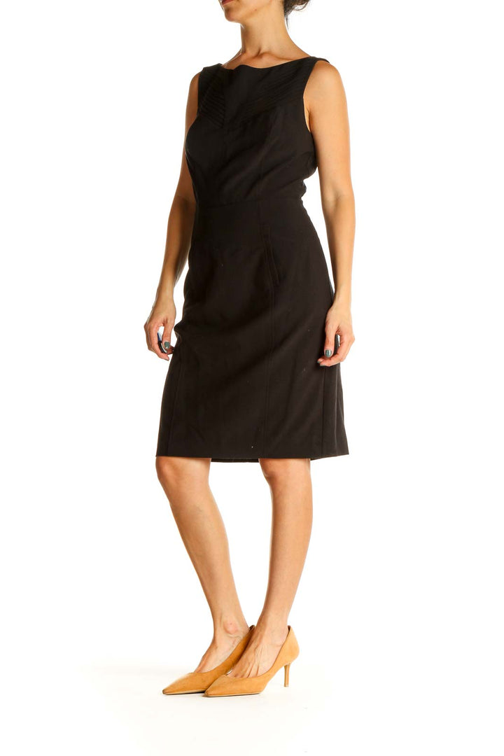 Black Solid Work Sheath Dress