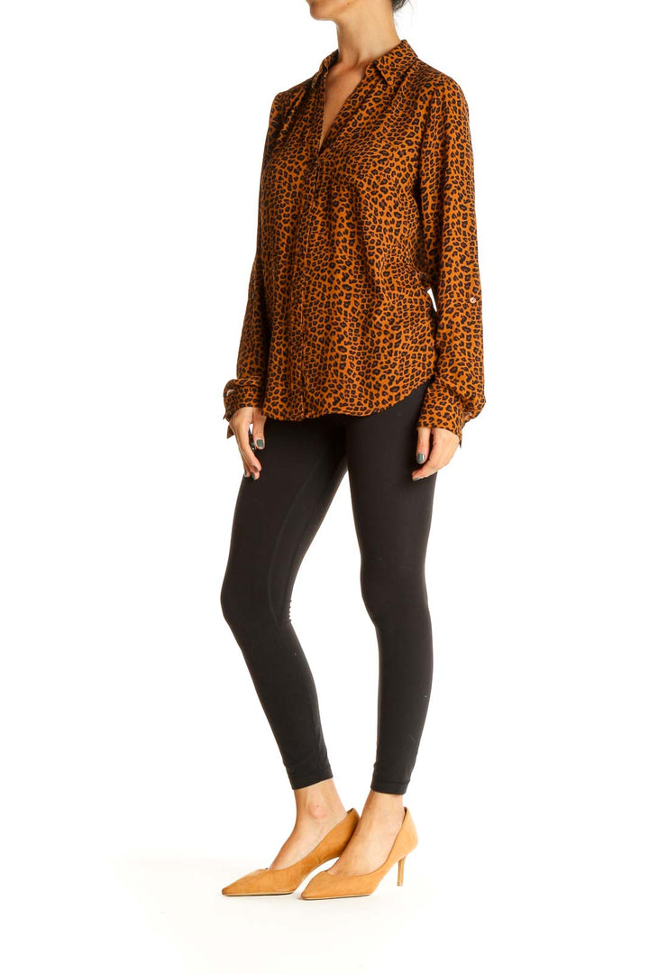 Brown Animal Print All Day Wear Shirt