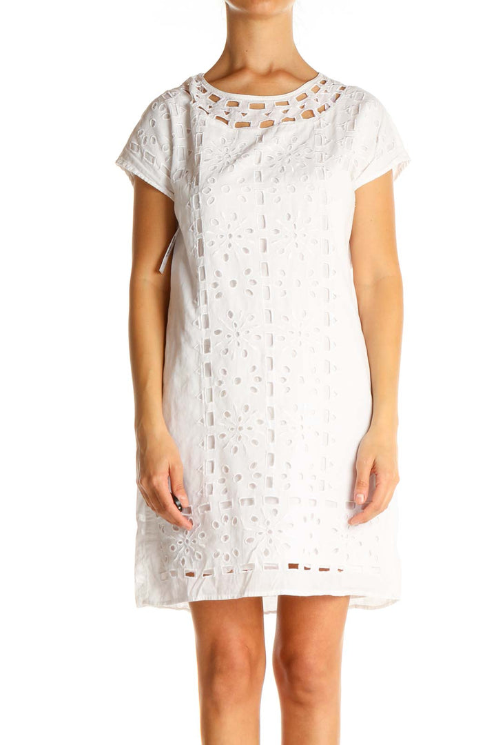 White Lace Casual Shift Dress