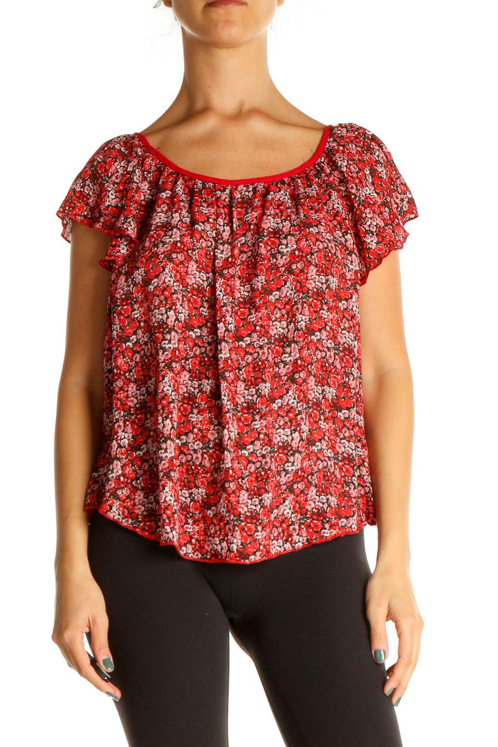 Red Floral Print All Day Wear Blouse