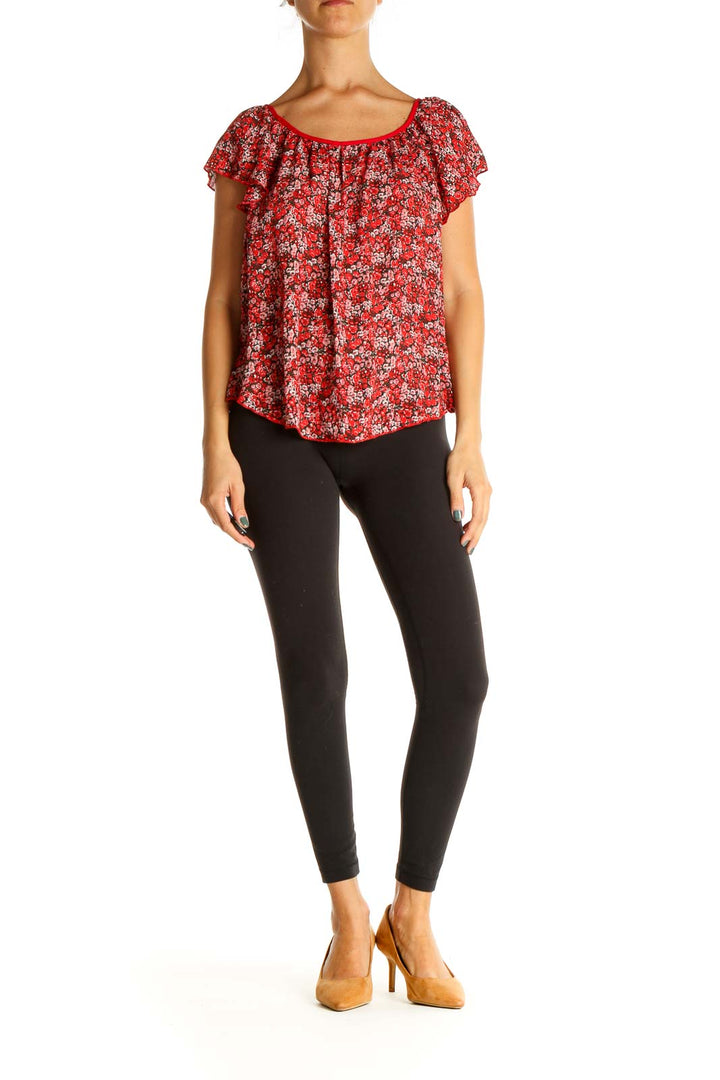 Red Floral Print All Day Wear Blouse