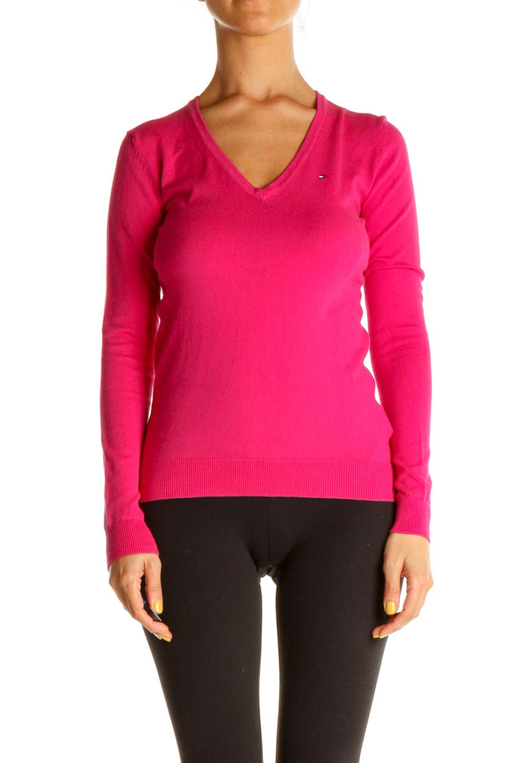 Pink Solid Classic Sweater