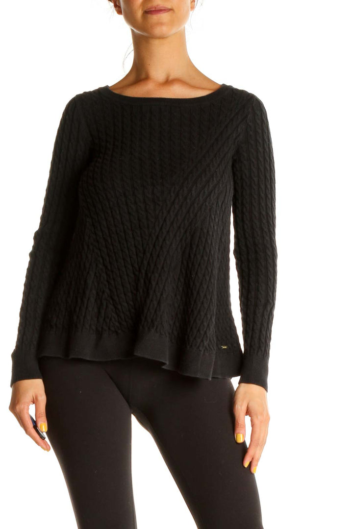 Black Solid All Day Wear Sweater