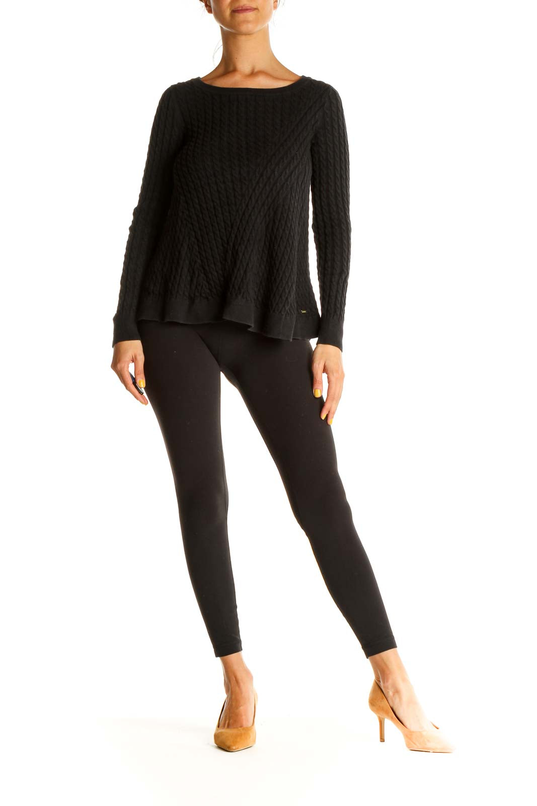 Black Solid All Day Wear Sweater