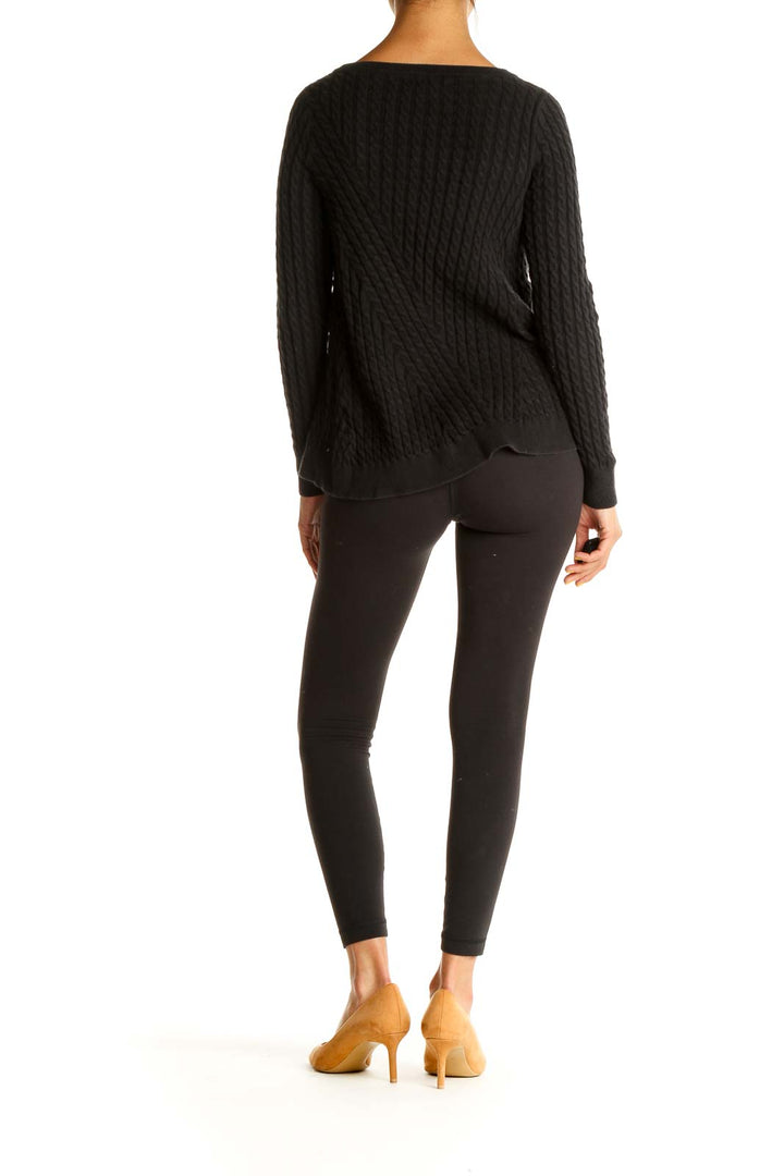 Black Solid All Day Wear Sweater