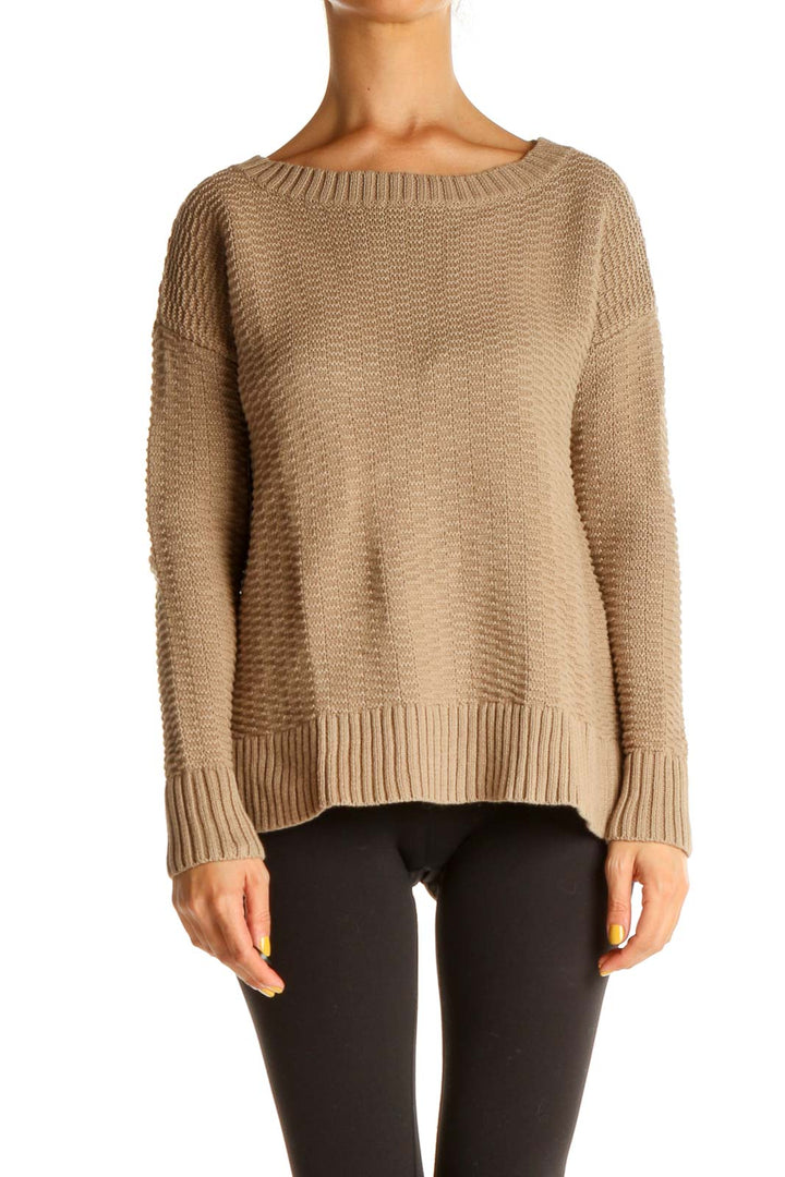 Beige Textured Classic Sweater