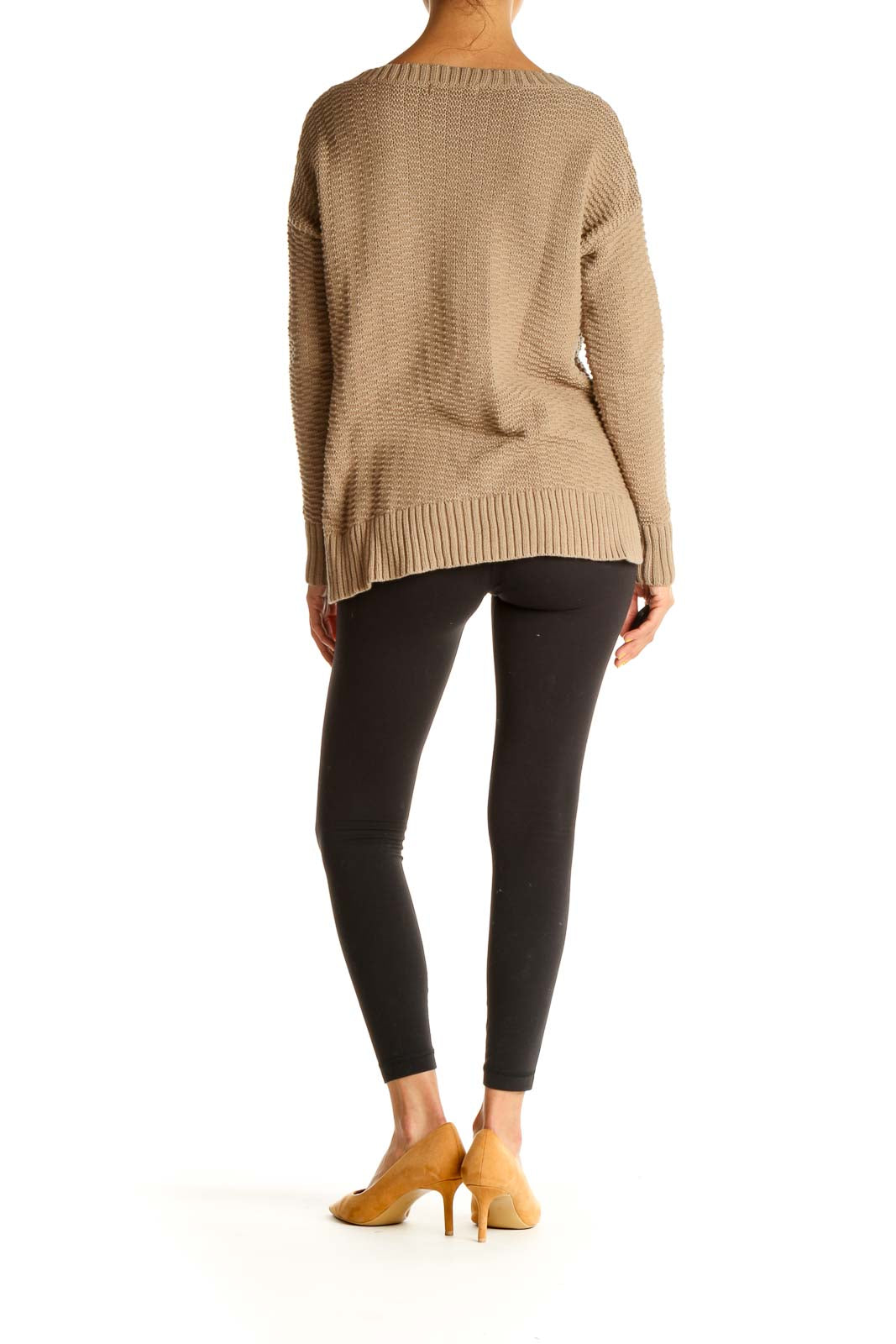 Beige Textured Classic Sweater