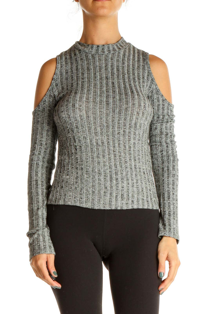 Gray Textured Casual Top