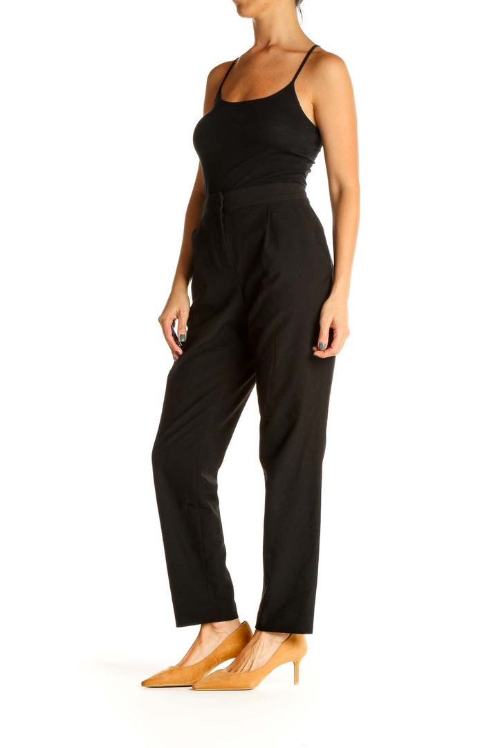 Black Solid Classic Trousers