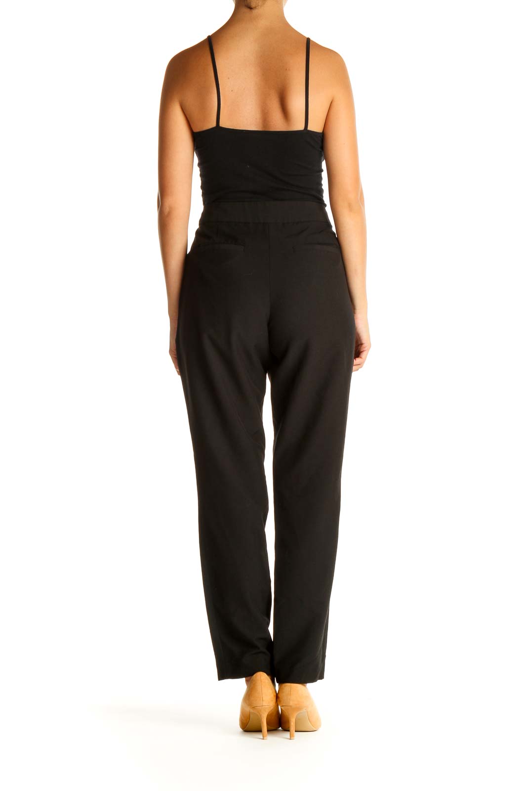 Black Solid Classic Trousers