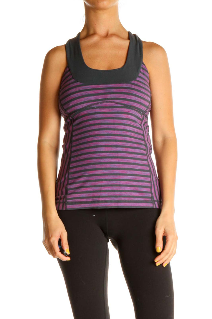 Purple Striped Activewear Tank Top