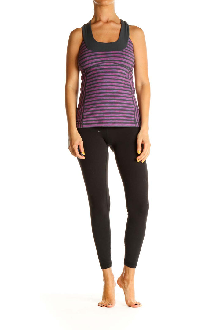 Purple Striped Activewear Tank Top