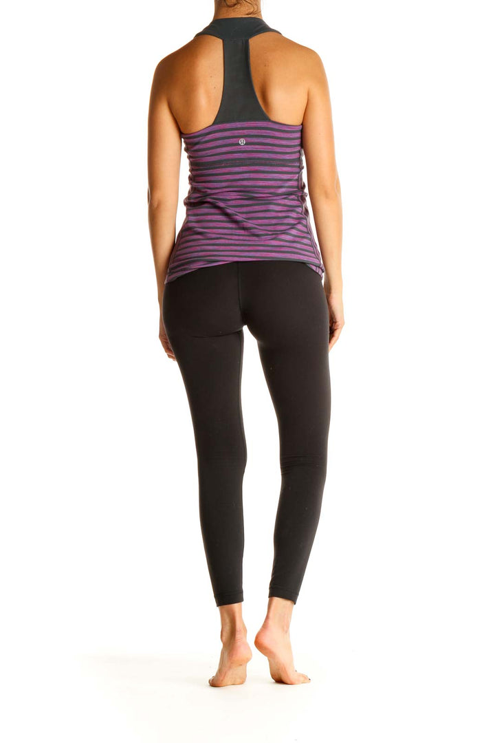 Purple Striped Activewear Tank Top