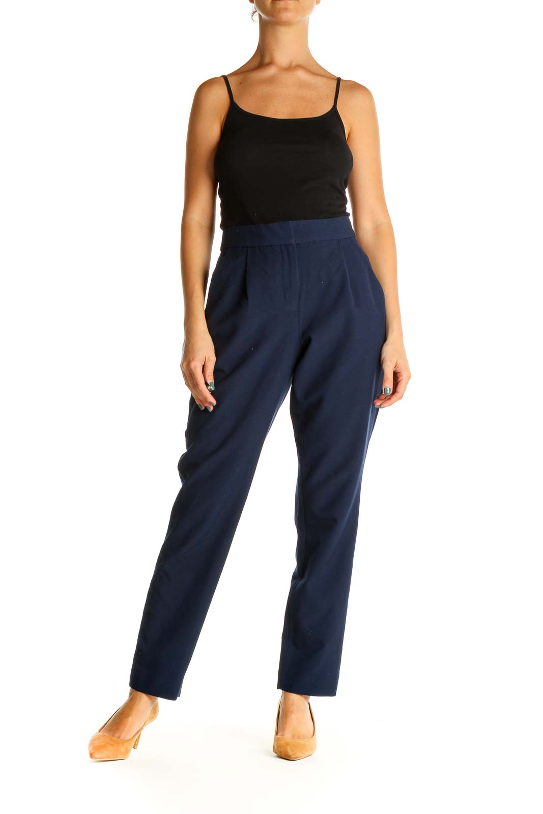 Blue Solid Classic Trousers